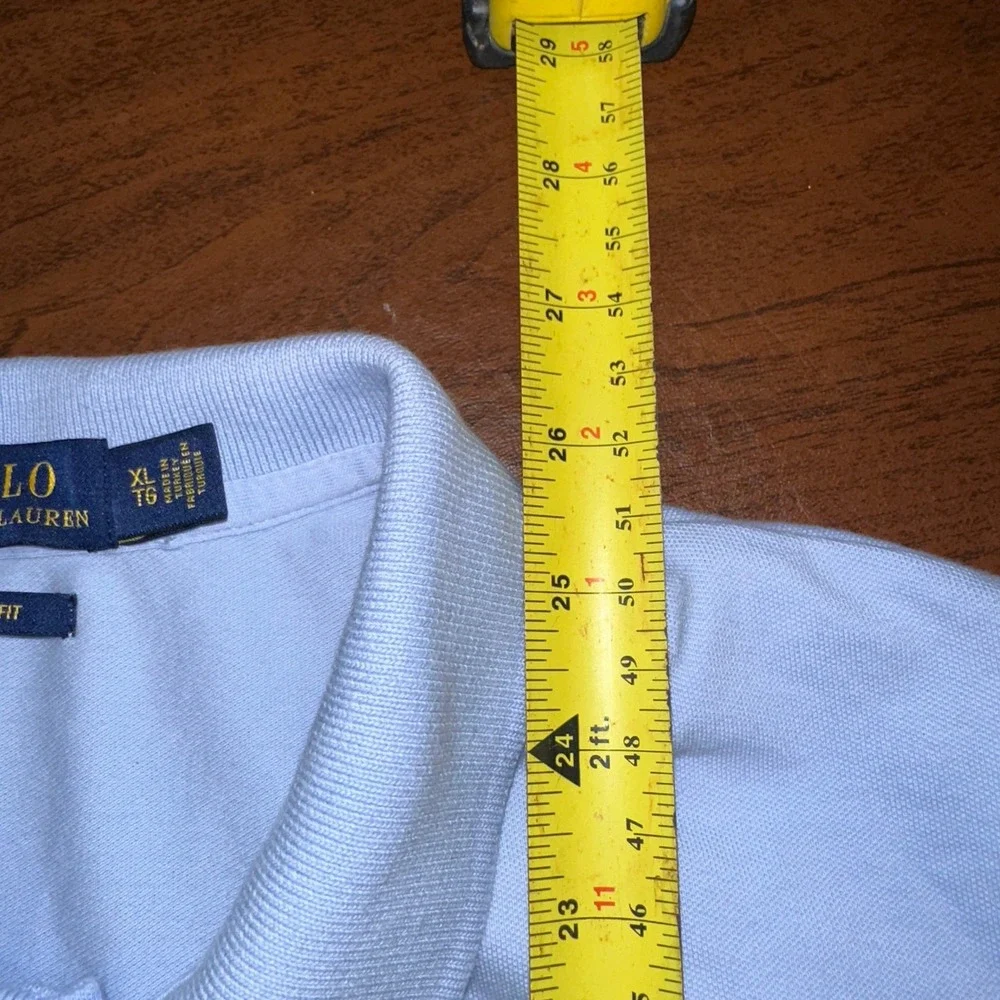 Polo Ralph Lauren Light Blue XL SLIM FIT Short Sleeve Polo Shirt White Pony Logo